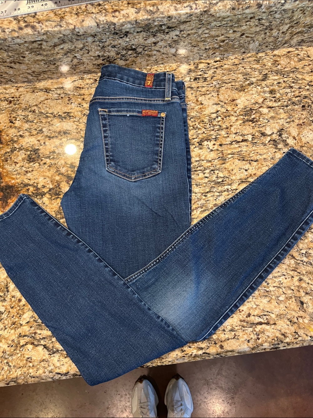 7 For All Mankind Men's Skinny Jeans - Dark Blue Wash